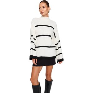 Trendyol Ecru Gebreide Trui Met Breed Patroon En Strepen Twoaw24Kz00557