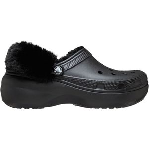 Crocs - Classic Platform Fuzz Lined - Klompen - Zwart
