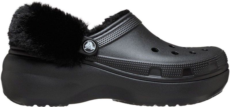 Crocs - Classic Platform Fuzz Lined - Klompen - Zwart