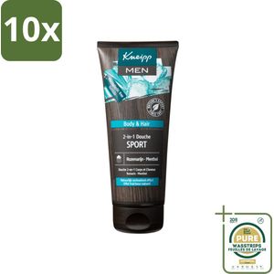 10 x Kneipp - Sport Douche 2‑in‑1 - Men - 200 ml - Grootverpakking - Sport Douche - Herstel Na Sporten - Verkoeling Na Sporten - Menthol Douche - Rozemarijn Shampoo
