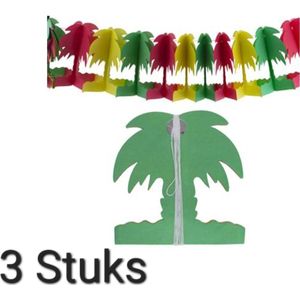3 x Slinger Palmboom, Rood/Geel/ Groen, Carnaval, Themafeest, Verjaardag, Zomer, Hawaii.