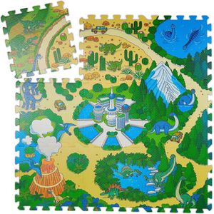 Relaxdays Speelmat Dinosaurus - Baby Puzzelmat - Vloerpuzzel - Kruipmat - Speelkleed - EVA