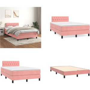 vidaXL Boxspring met matras fluweel roze 120x200 cm - Boxspring - Boxsprings - Bed - Slaapmeubel