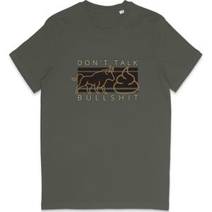 Grappig T Shirt Heren - Don't Talk Bullshit Quote - Khaki Groen - XS