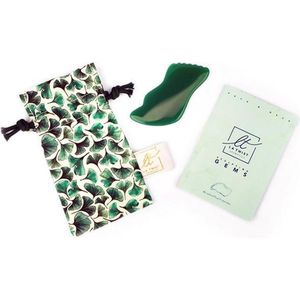 La Twist Green Lagoon - Gua Sha - Gezichtsmassage - Jade Kristal - Handgemaakt Zakje - Met Beschrijving