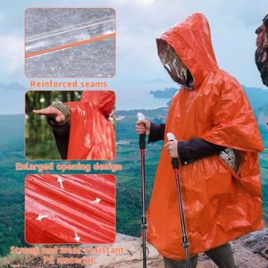 Titel: Emergency Survival regenponcho 4 stuks reddingsdeken thermische Mylar-foliedeken Bivvy tas noodslaapzak EHBO-warmtedeken voor kamperen en wandelen