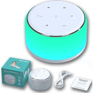 OPTIMERA® - Premium White Noise Machine Baby - Witte Ruis - Nachtlamp - Slaaphulp - Slaaptrainer - 34 Geluiden - 9 Kleuren & Warme Verlichting