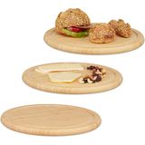 Relaxdays ontbijtplankjes bamboe - set van 3 - ronde snijplanken - houten broodplankjes