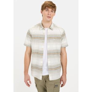 camel active Katoenen overhemd met korte mouwen en ruitpatroon - Maat menswear-S - Geel