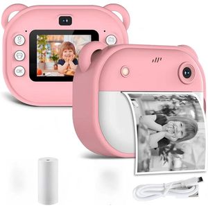 JOLLY TRINKLE®Instantcamera met Printer papier-Inktloze Fotoprinter Compact - Kinder Camera - Fototoestel voor Kinderen Jongens & Meisjes - Digitaal Kindercamera's Speelgoed - Fotoprinter Speelgoedcamera Pocket Printer Roze