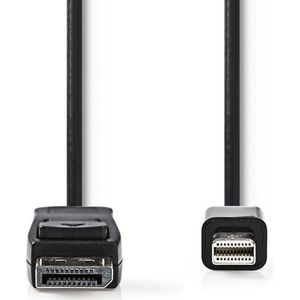 Nedis Mini DisplayPort-Kabel - DisplayPort 1.2 - Mini-DisplayPort Male - DisplayPort Male - 21.6 Gbps - Vernikkeld - 2.00 m - Rond - PVC - Zwart - Polybag