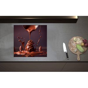 Inductieplaat Beschermer - Chocolade Eieren met Vloeibare Chocolade Erover heen - 57x55 cm - 2 mm Dik - Inductie Beschermer - Bescherming Inductiekookplaat - Kookplaat Beschermer van Wit Vinyl