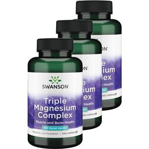 Swanson | Triple Magnesium complex 400mg | 100 Capsules | 3 stuks | 3 x 100 Capsules