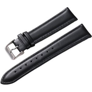 Echt Leer Klassiek Horlogebandje - Zwart - 22mm