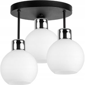 Plafondlamp Industrieel 3-Lamps Bol Wit Woonkamer