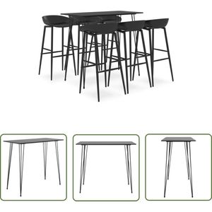 The Living Store 7-delige Barset zwart - Barset - Bartafel - Barkrukken - Zwarte Meubels - Moderne Meubels