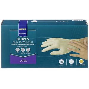 Wegwerp handschoenen, latex, poedervrij, maat XL, wit, 100 stuks