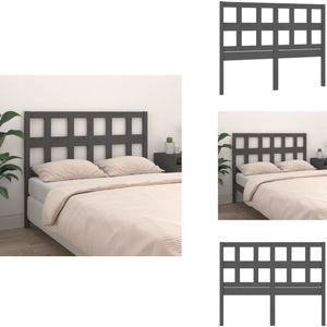 vidaXL Hoofdbord - Hoofdborden - Hoofdeinde - Houten Hoofdbord - Hoofdbord 145,5x4x100 cm massief grenenhout grijs
