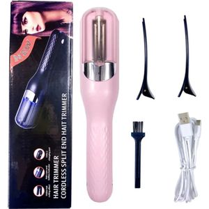 Tondeuse Geschikt voor gespleten haarpunten, trimmer Geschikt voor gespleten haarpunten, verwijderaar, beschadigd haar, reparatie, haarverzorging, oplaadbaar, draadloze knipbeurt, roze