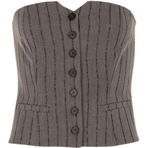 Freebird - Top Gesile - Dames Blousetop - Lurex - Pinstripe