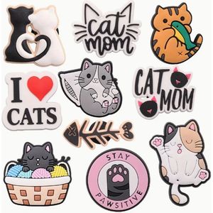 Schoen pins kat - schoenbedels kat - schoenaccessoires katten - schoenbedels - geschikt voor crocs
