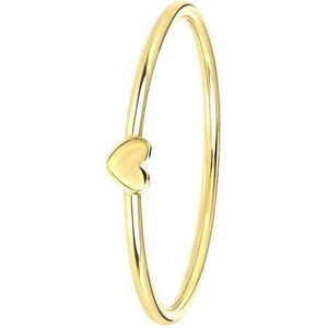 Lucardi Dames Ring met hart - Ring - Cadeau - 14 Karaat Goud - Geelgoud