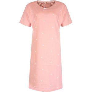 Tenderness Dames Nachthemd - Slaapkleed - Bloemenprint - 100% Katoen - Poeder Roze - Maat M