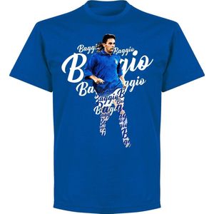 Roberto Baggio Italië Script T-Shirt - Blauw - XXL