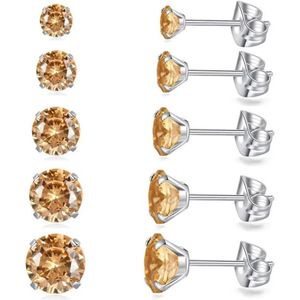 Aramat Jewels Oorbellen - Titanium oorbellen champagne zirkonia - Titanium - Mannen - Kinderen - [3mm,4mm,5mm,6mm,7mm]