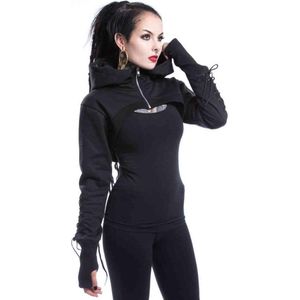 Chemical Black Ebony Bolero Dames Vest met capuchon - zwart - XL
