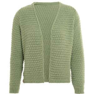 Knit Factory - Becky Gebreid Vest - Gebreide dames cardigan - Kort vest op heuphoogte - Lichtgroen damesvest gemaakt uit 30% wol en 70% acryl - Sage Green - 36/38