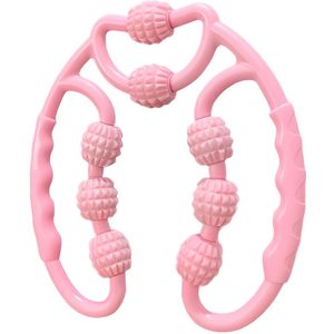 360° anti-cellulitis massageroller voor dijspieren - handmatige roller met 8 wielen voor vermoeidheidsverlichting - roze