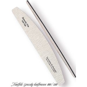 Nagelvijl Professioneel 5 stuks - Nail file halfmoon black 100/180 - Speedy - Japans kwaliteit zebra papier - Metis