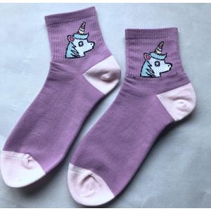 Eenhoornsokken voor de paardenfan - Paars - Damessokken - Maat 36-41