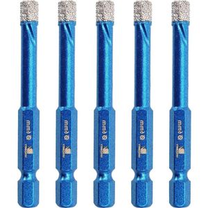 6 mm Diamond Boor Set - 5 stks/pak - Voor Porselein Tegel - Hex Shank - Droog Boren