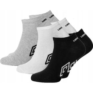 Umbro - Unisex - Maat 35 - 38 cm ( 3 - paar ) Korte Sokken voor Heren/Dames - Sport - Sneaker - Witte, Zwart, Grijs