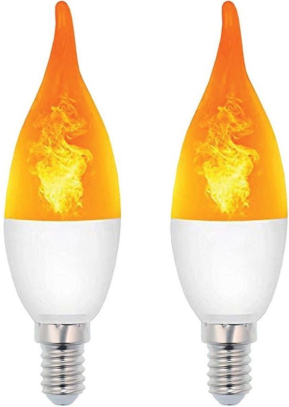 VITO LED Vlam-Effect Kaarslamp E14 - 3W (vervangt 15W) - 120lm - 1400K Amber - 230V - Realistisch Vlamlicht - 2 stuks