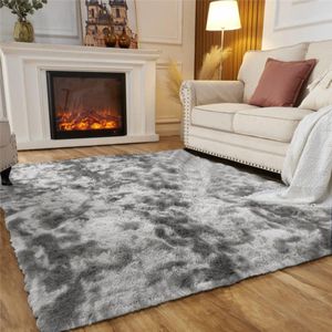 Hoogpolig tapijt woonkamer slaapkamer tapijt Shaggy pluizig modern stijlvol tapijt 160x230cm anti-slip machinewasbaar grijs tapijt
