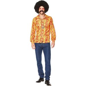 Karnival Costumes Disco Retro Overhemd Groovy Heren Carnavalskleding Heren Carnaval Foute Party '60 '70 Party - Polyester - Oranje/Geel/Rood - Maat M - Shirt