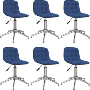 The Living Store Draaibare Eetkamerstoelen - Stof - Blauw - 42.5x45x(68-82.5) cm - 360 graden draaibaar