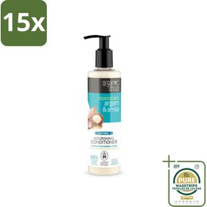 15 x Organic Shop - Conditioner Argan & Amla - Hydraterend en Verzorgend - 280 ml - Grootverpakking - Gekleurd Haar - Conditioner - Glans - Voeding - Bescherming