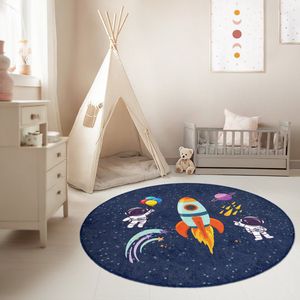 Kinderkamer Vloerkleed Rond Tapijt|Educatieve kindertapijten|Antislip Kindervloerkleed|Kinderen Tapijt Decor|Speelkleed|Kleurrijk kindervloerkleed|Ruimtemissie