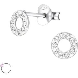 Aramat jewels ® - Kinder oorbellen rond swarovski elements kristal 925 zilver roze 5mm