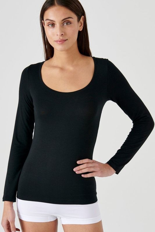 Damart - T-shirt met lange mouwen Thermolactyl Sensitive onzichtbaar - Dames - Zwart - 34-36 (XS)