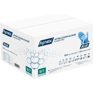 Hynex Nitril Wegwerphandschoenen 3,5g Maat S - 1000 stuks - Blauw - Poedervrij - Latex vrij - Niet Steriel