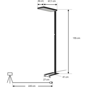 Arcchio - Vloerlampen- met dimmer - 2lichts - Staal, aluminium, polycarbonaat - H: 195 cm - zwart, wit - Inclusief lichtbronnen