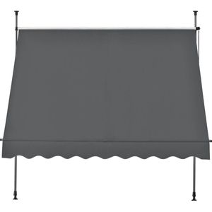 In And OutdoorMatch Klemluifel Brianne - Handmatig Uitschuifbaar - Grijs - 350x120 cm - Uitvalarmluifel - Staal en Stof - UV Bescherming - Waterafstotend