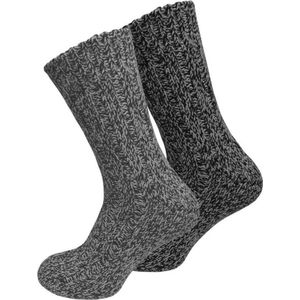 Socke|""Noorse Sok""|Wollen Sokken|1x2 Paar|2-Pack|Maat 43/46|Kleur:Grijs