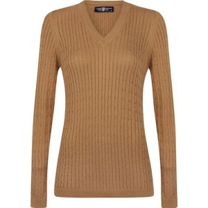 Jimmy Sanders V-Neck Sweater - V Trui - 100% Katoen Dames Camel - Xl