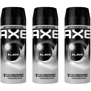 Axe Deo Spray Black Dry - 3 x 150 ml - 72H Anti-Perspirant - Anti Sweat